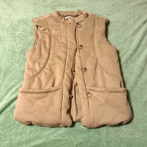 BKE Tan Padded Button Mock Neck Vest – L